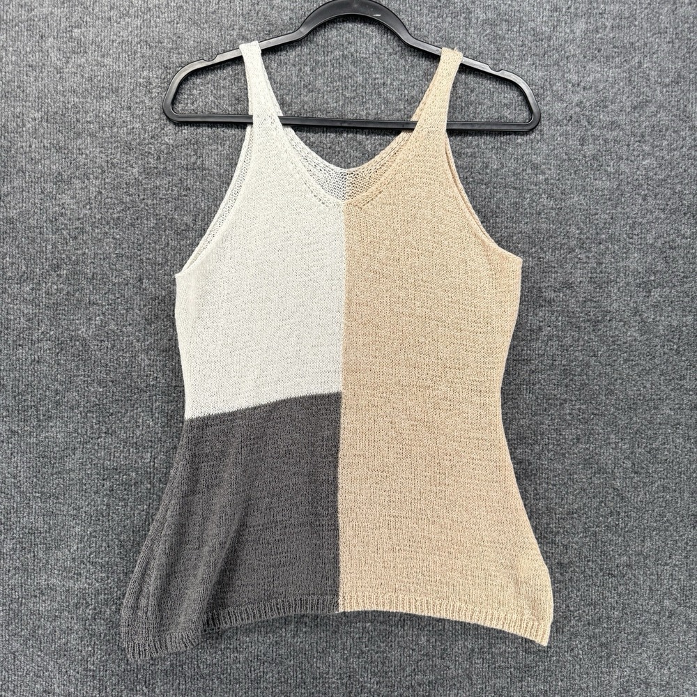 Womens Y2K Top Size XL Colorblock Tank V-Neck Layer Boho Cottage Casual Preppy